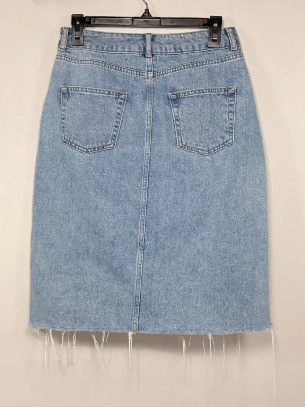 High Waist Topshop‎ Moto Light Wash Cotton Denim Midi Skirt Size 6